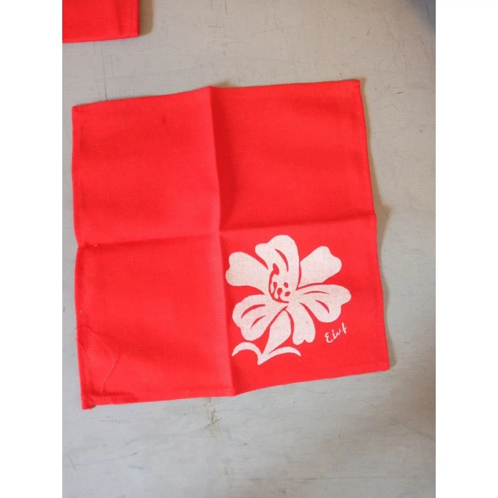 Cotton Red Cloth Cocktail  Napkins Set of 6 Pretty For Holidays 10